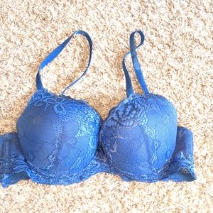 Blue pushup bra.